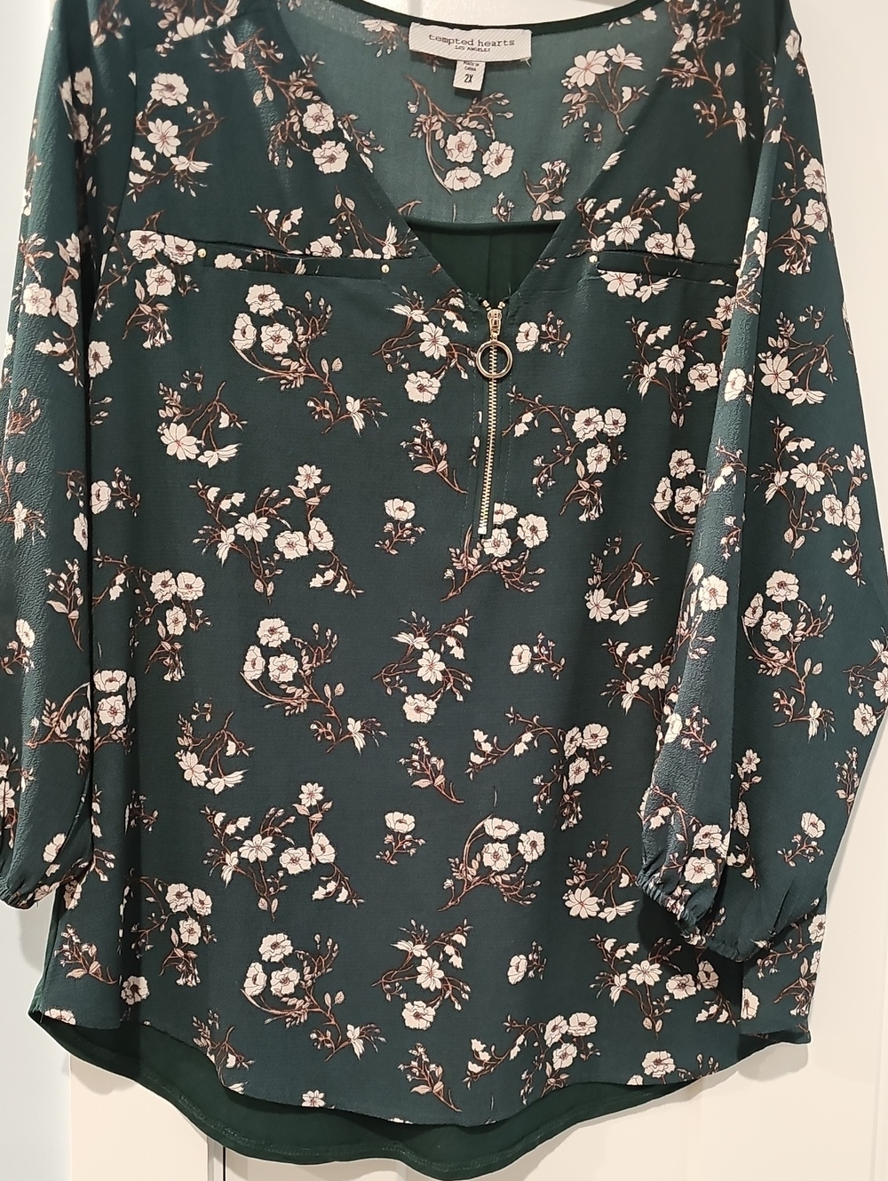 Tempted Hearts Green Floral Top 2XL